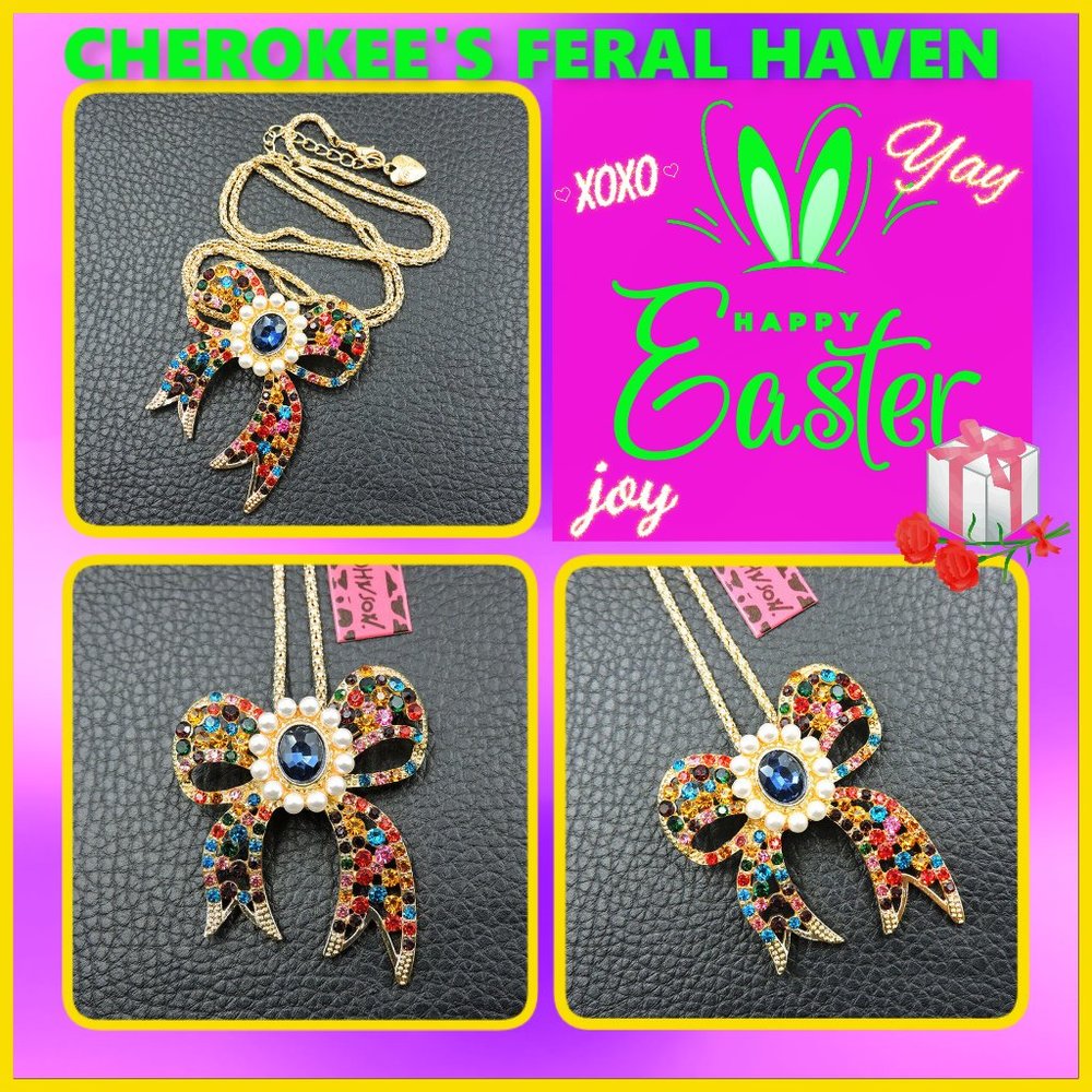 Betsey Johnson Colorful Bow-Knot Necklace/Brooch